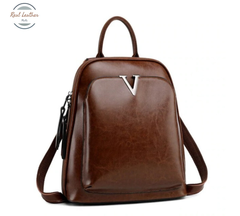 Oil Wax Genuine Leather Women Backpack Cross Body Shoulder Bags Cowhide School Daypack Fashion Retro