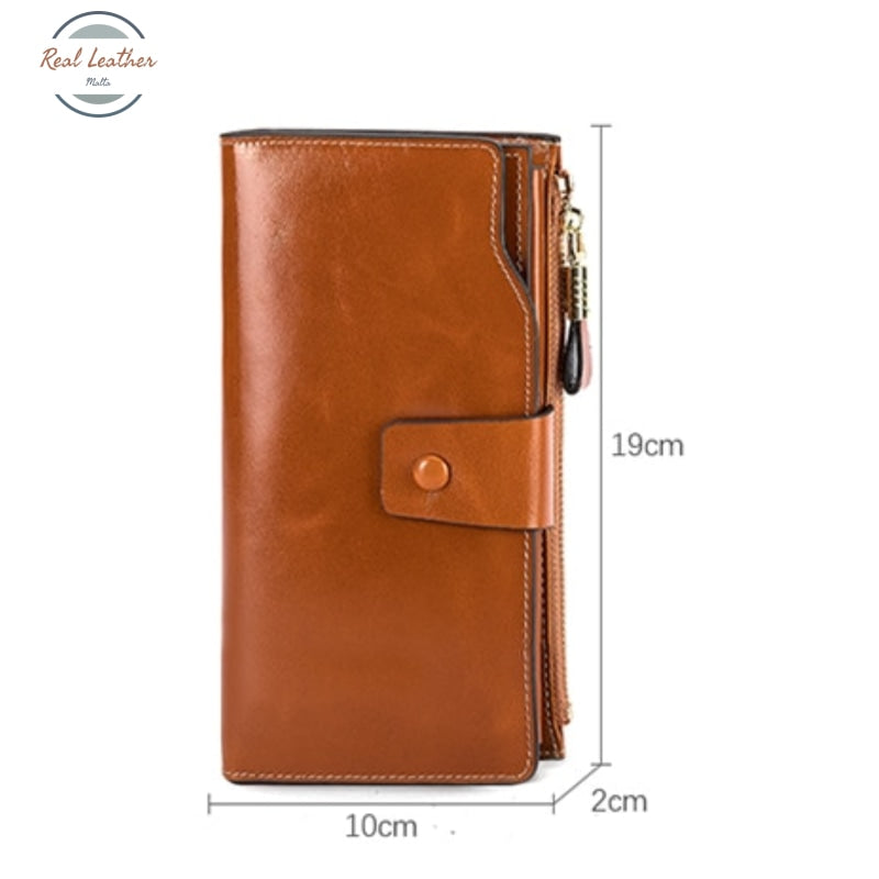 Oil Wax Leather Organizer Long Wallet Wallets & Money Clips
