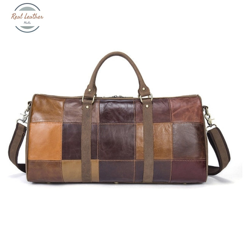 Patchwork Leather Travel Bag Color Pattern