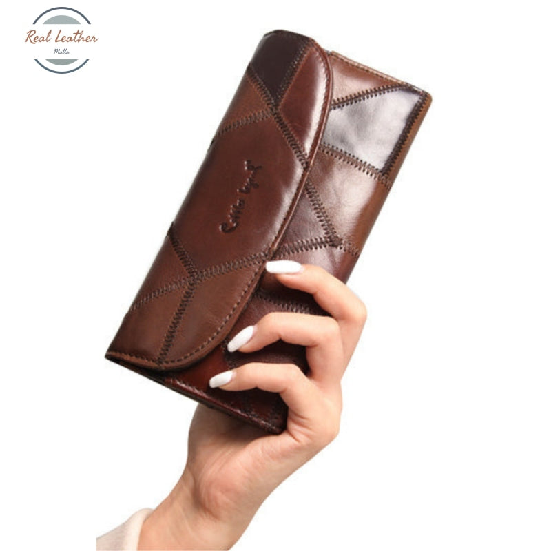 Patchwork Leather Wallet For Women