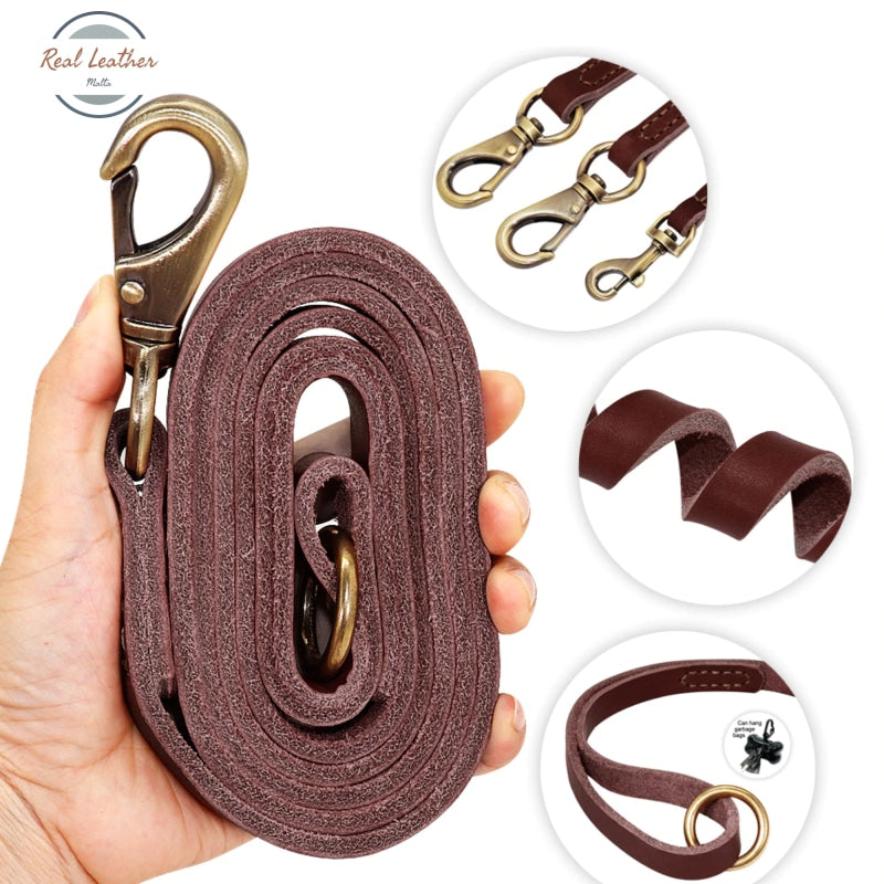 Personalized Leather Dog Collar Leash Set Leash Set