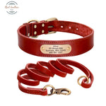 Personalized Leather Dog Collar Leash Set Xs / Reddish Brown Leash Set
