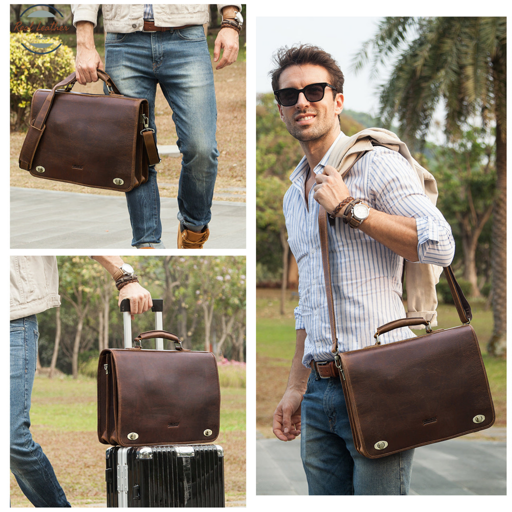 Genuine Leather Men Vintage Briefcase