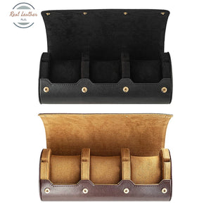 Portable 3 Slots Travel Watch Storage Leather Case