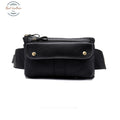 Real Leather Mens Black Casual Waist Pack
