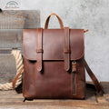 Retro Cowhide Backpack Deep Brown