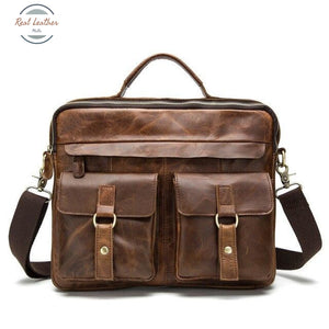 Retro Genuine Leather Cross Body / Laptop Bag Reddish Brown Bags