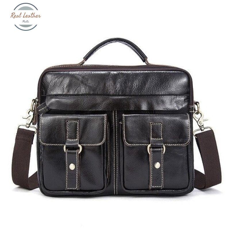 Retro Genuine Leather Cross Body / Laptop Bag Small Dark Coffee Bags