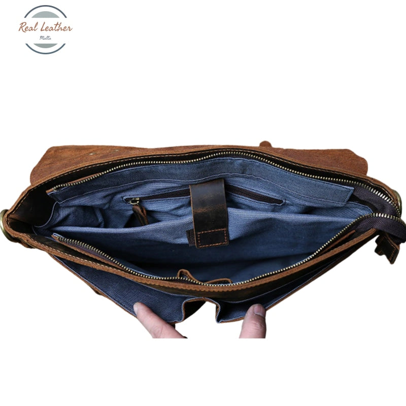 Retro Leather Mens Casual Briefcase Bags