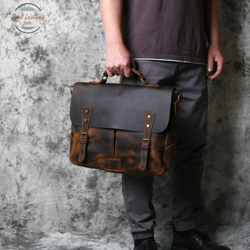 Retro Leather Mens Casual Briefcase Bags
