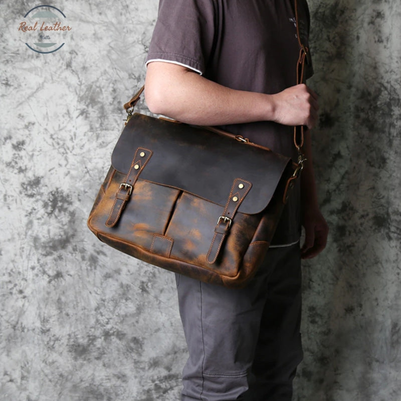 Retro Leather Mens Casual Briefcase Bags