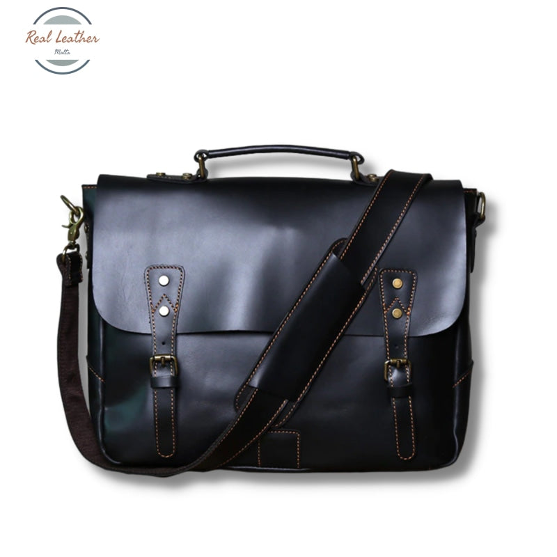 Retro Leather Mens Casual Briefcase Black Bags
