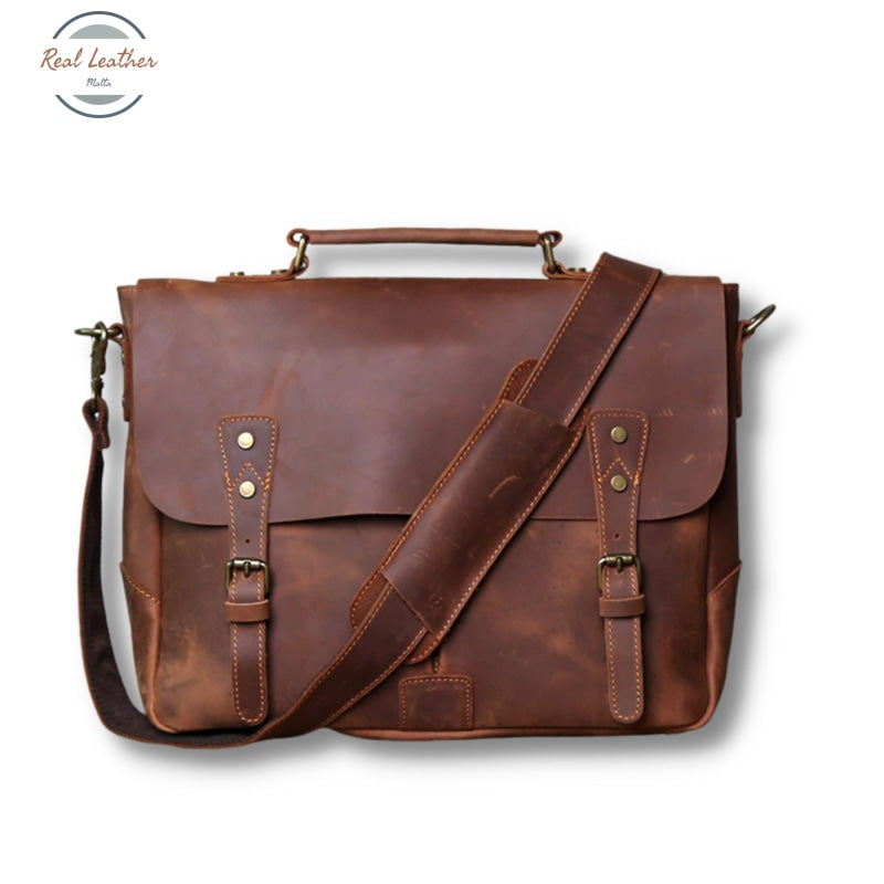 Retro Leather Mens Casual Briefcase Brown Bags