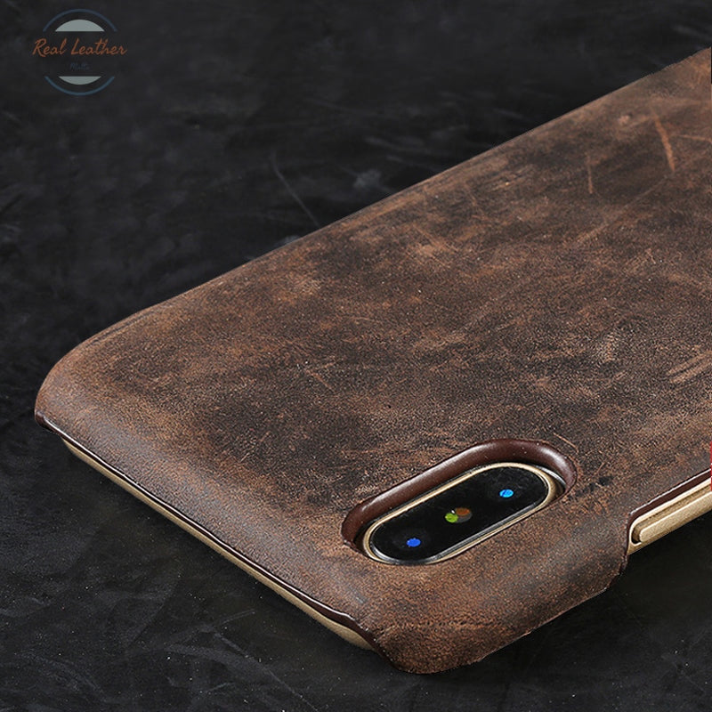 Retro Luxe Echt Pull-Up Leer Telefoon Case Voor Iphone X 13 Pro Max 12 Mini 11 Max Xr Xs 5S Se 2020