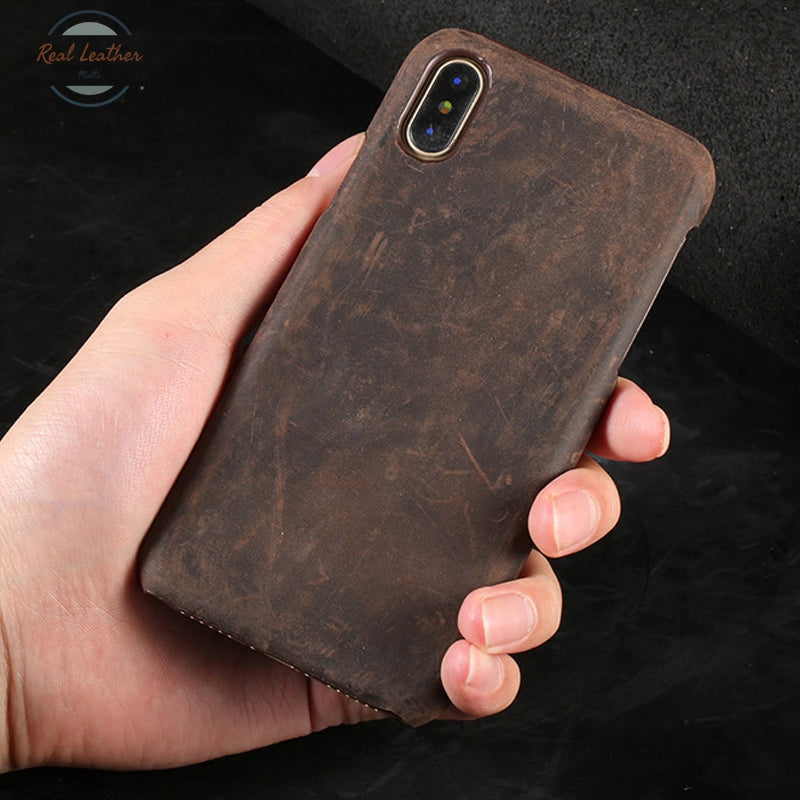 Retro Luxe Echt Pull-Up Leer Telefoon Case Voor Iphone X 13 Pro Max 12 Mini 11 Max Xr Xs 5S Se 2020