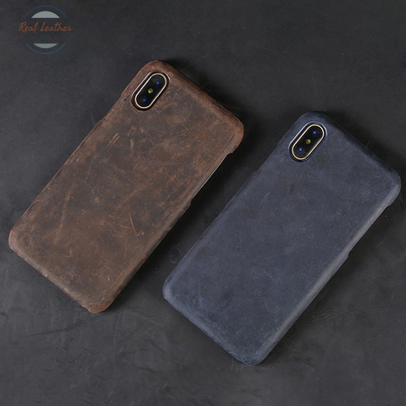 Retro Luxe Echt Pull-Up Leer Telefoon Case Voor Iphone X 13 Pro Max 12 Mini 11 Max Xr Xs 5S Se 2020