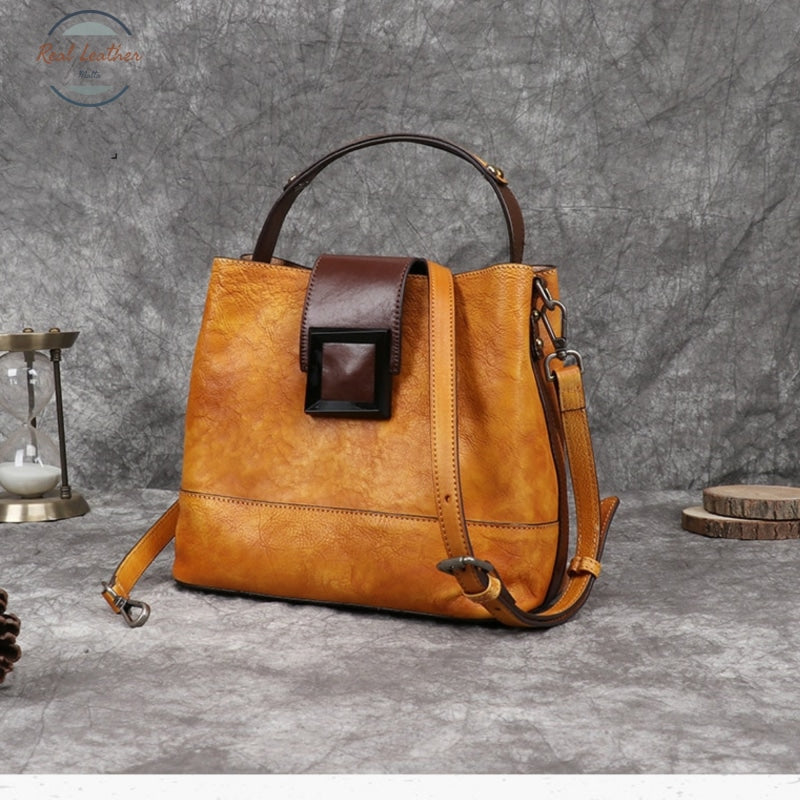 Retro Leather Women Shoulder Bag Light Brown