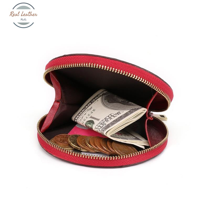 Round Genuine Leather Coin Purse - Unisex