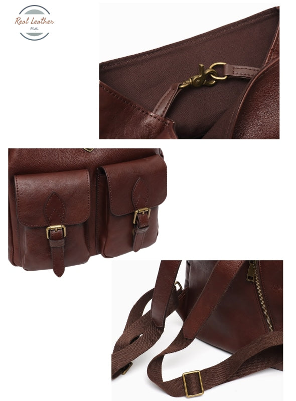 Sc Vrouwen Echt Lederen Grote Rugzakken Purse Vintage Multi Pockets School Schoudertassen Casual