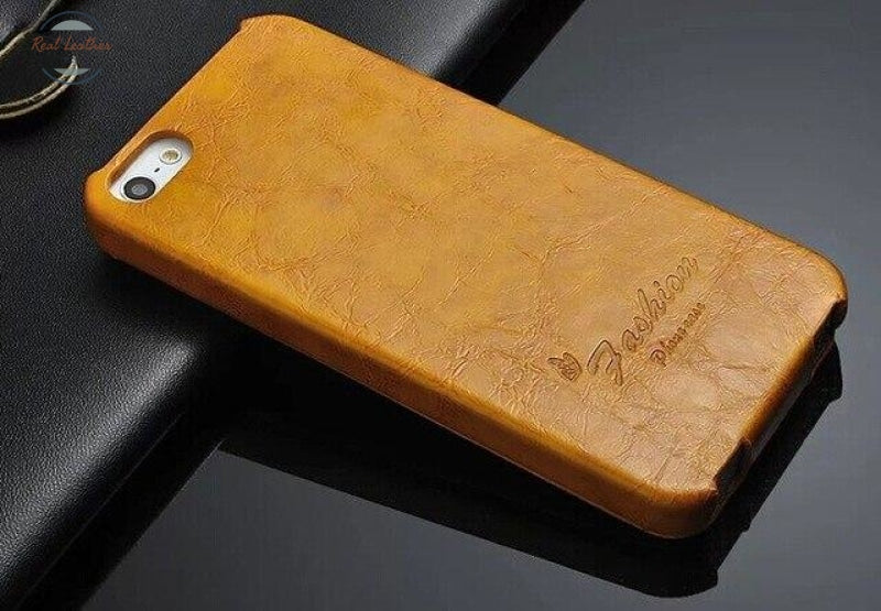 Sheepskin Vertical Flip Genuine Leather Cover Case For Apple For Iphone 5 5S Se / Yellow Phone Cases