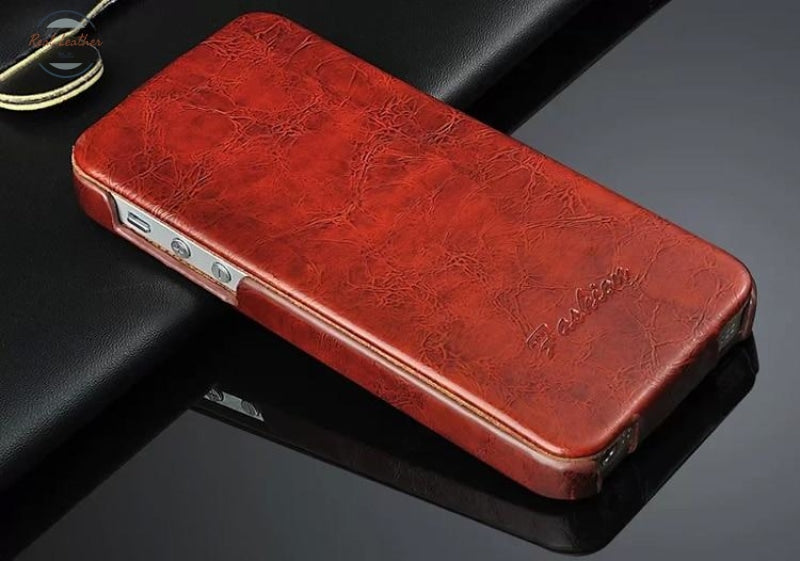 Sheepskin Vertical Flip Genuine Leather Cover Case For Apple Phone Cases