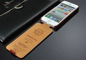 Sheepskin Vertical Flip Genuine Leather Cover Case For Apple Phone Cases