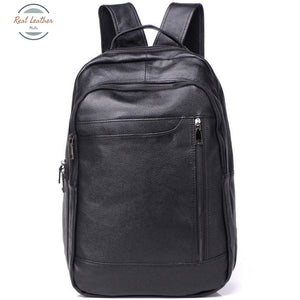 Soft Genuine Leather Backpack Black