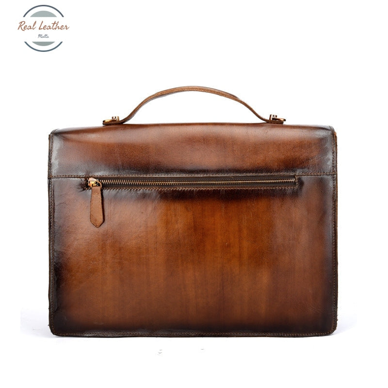 Johnature Vintage Men Business Soft Leather Briefcase 2021 New First Layer Cowhide Laptop Bag Solid