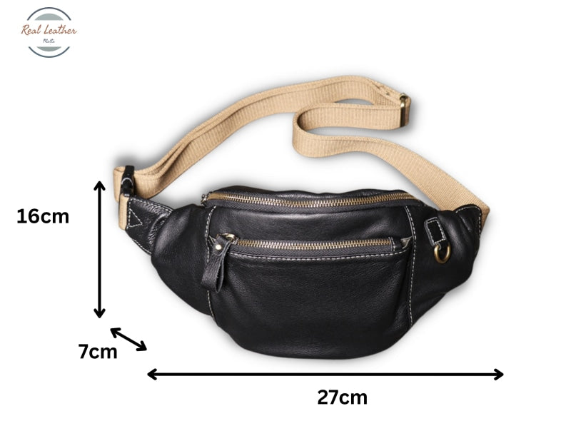 Soft Leather Mens Fanny Pack Belt Bags