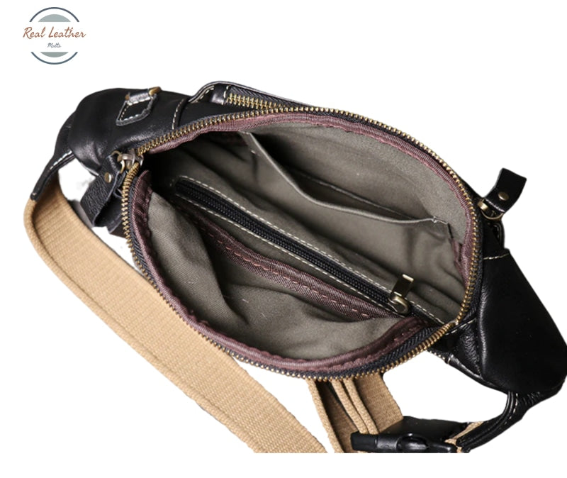 Soft Leather Mens Fanny Pack Belt Bags