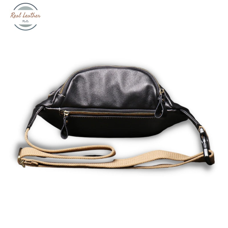 Soft Leather Mens Fanny Pack Belt Bags