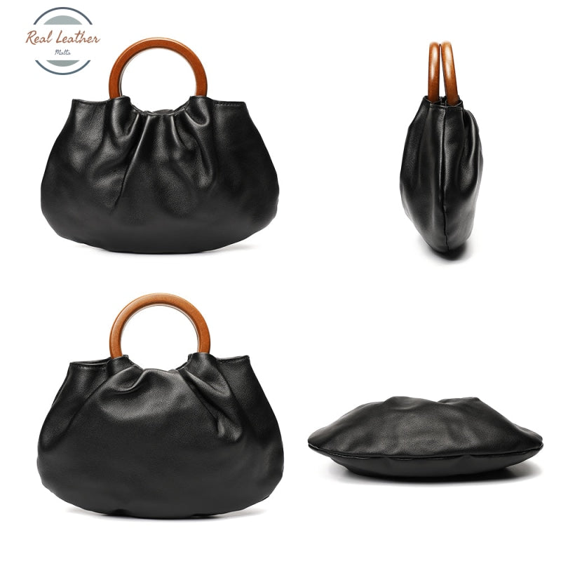Top Handle Leather Shoulder Bag
