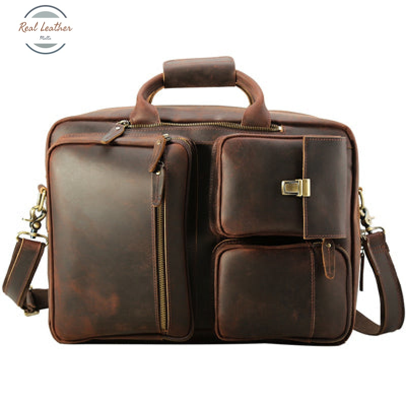 Two Way Leather Large Capacity Briefcase