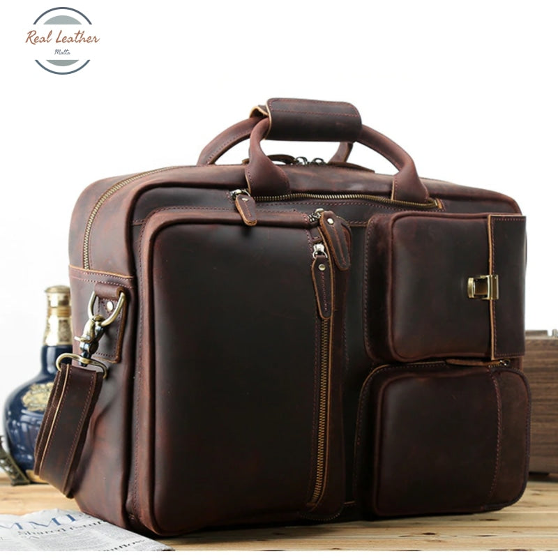 Two Way Leather Large Capacity Briefcase