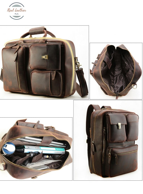 Two Way Leather Large Capacity Briefcase