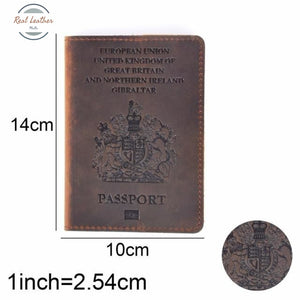 Uk - Genuine Leather Passport Cover Brown Covers