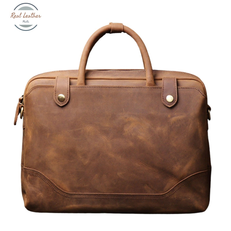 Vintage Canvas Leather Briefcase Brown