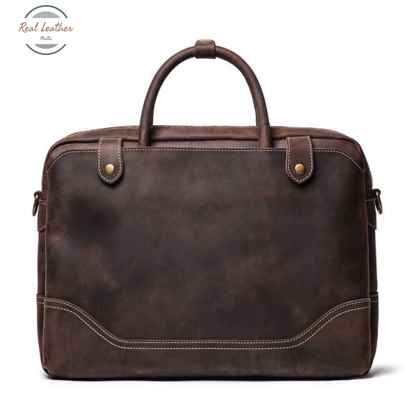 Vintage Canvas Leather Briefcase Coffee