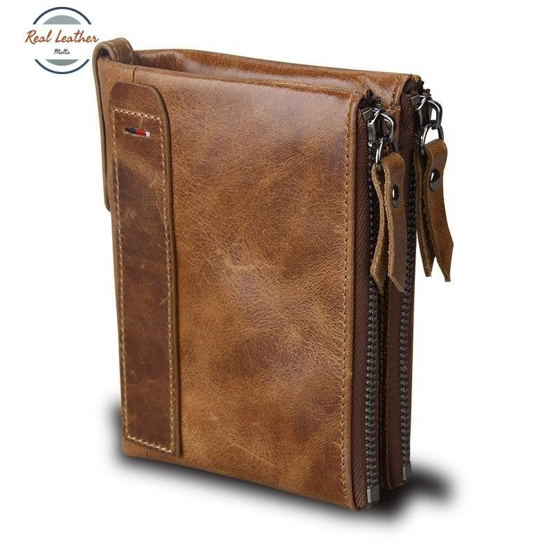 Vintage Cowhide Double Wallet Wallets