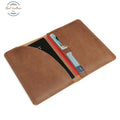 Vintage Crazy Horse Leather Passport And Card Holder Brown Cover