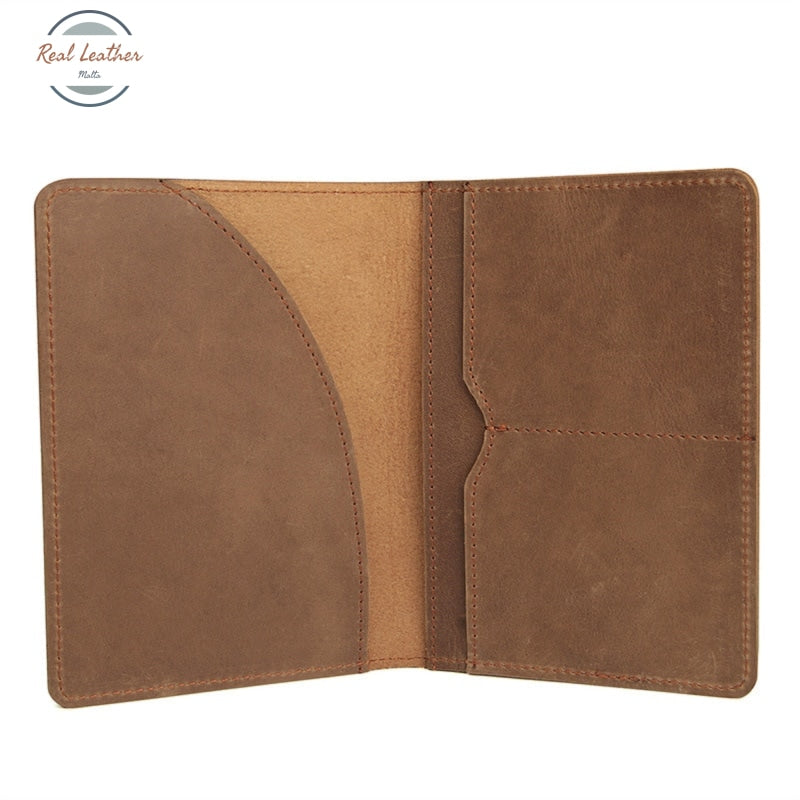 Vintage Crazy Horse Leather Passport And Card Holder Cover