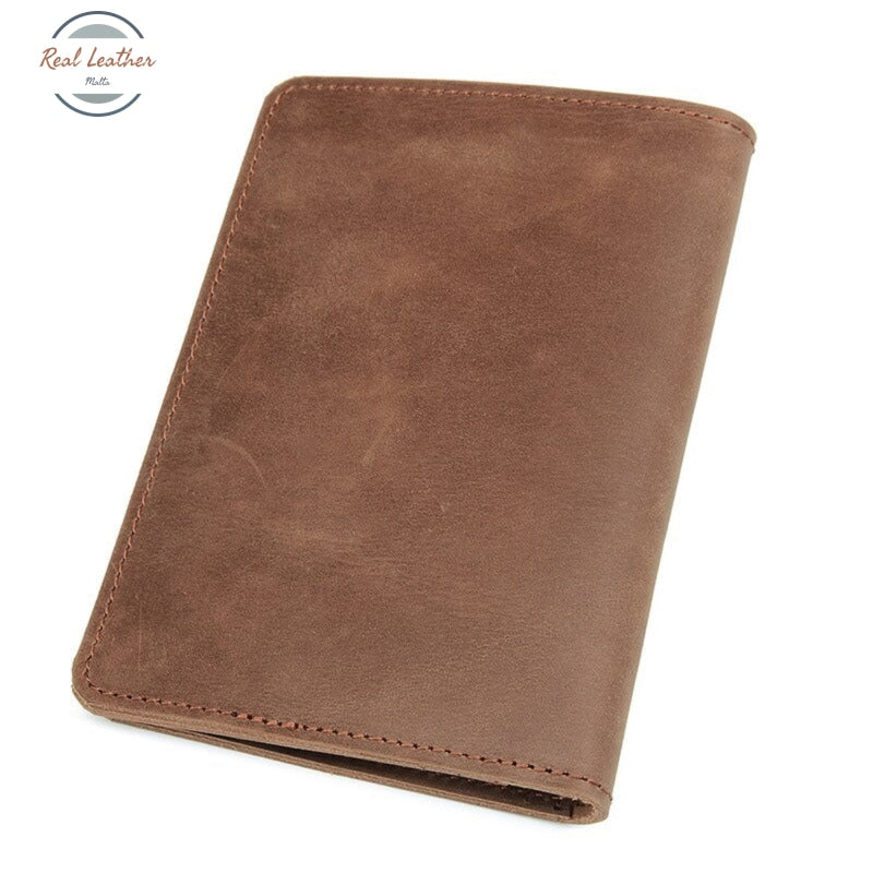 Vintage Crazy Horse Leather Passport And Card Holder Cover
