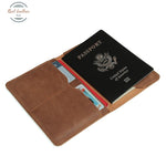 Vintage Crazy Horse Leather Passport And Card Holder Cover