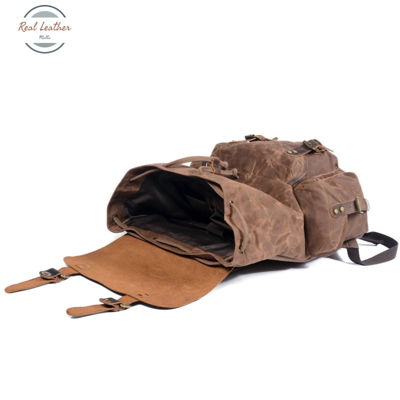 Waterproof Oil Wax Leather Travel Backpack Backpacks