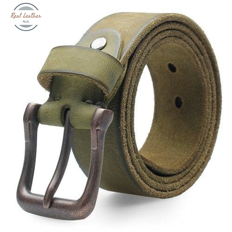 Vintage Genuine Leather Buckle Belt Green / 110Cm Belts