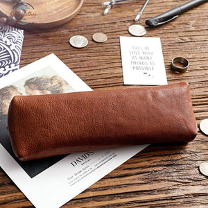 Vintage Genuine Leather Pen Bag / Storage