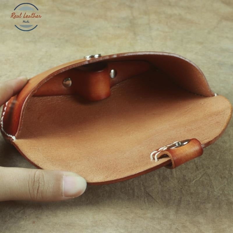 Vintage Handmade Eyeglasses Box Hard Genuine Leather