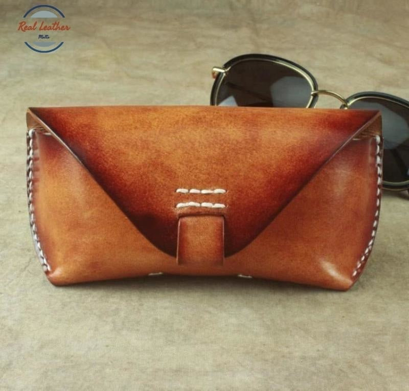 Vintage Handmade Eyeglasses Box Hard Genuine Leather