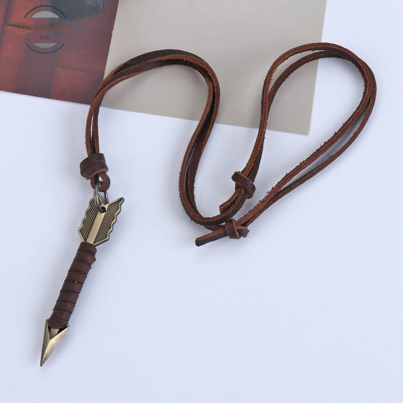 Vintage Leather Arrow Pendant Necklace Accessories