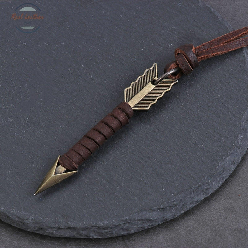 Vintage Leather Arrow Pendant Necklace Accessories